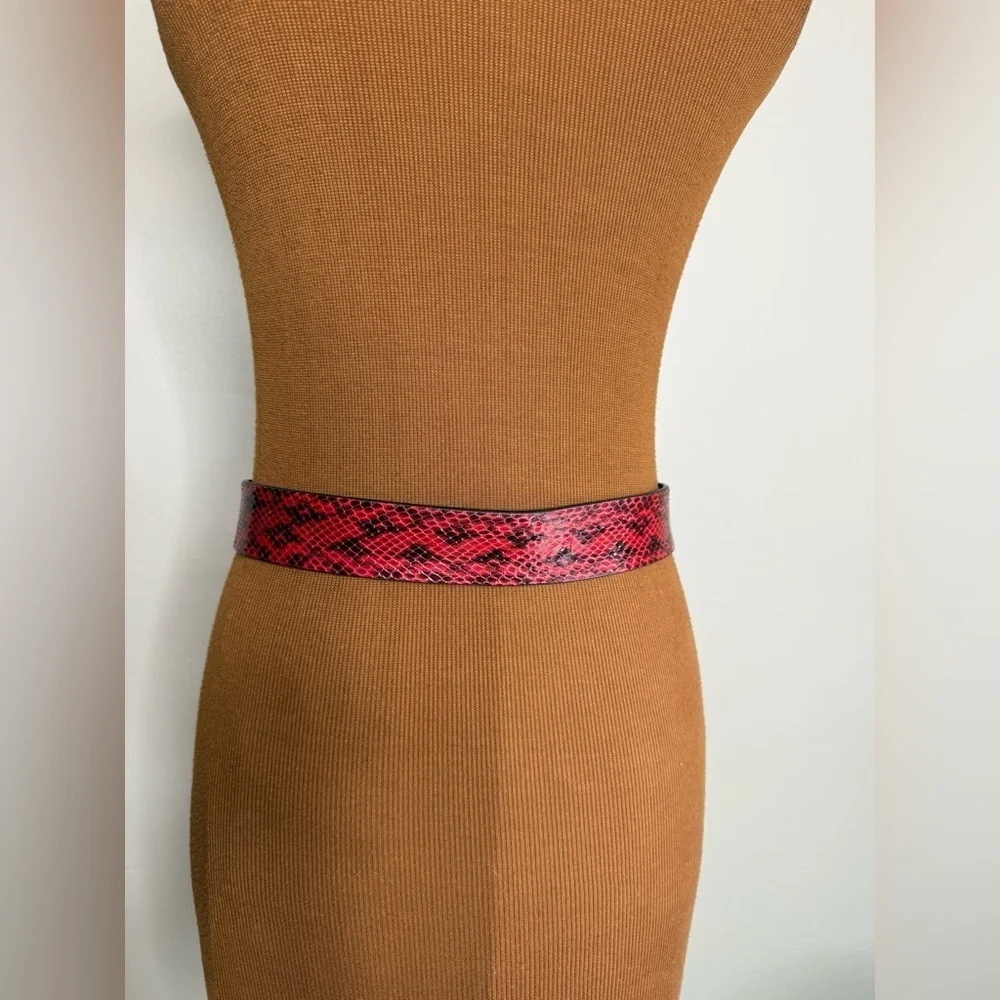 Red Snake Print Belt Carabiner Closure 37”